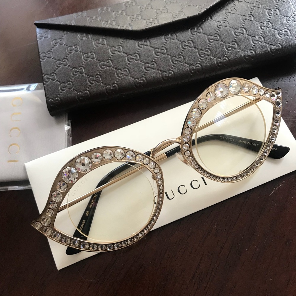 Gucci cat eye translucent lens glasses 41mm 👓